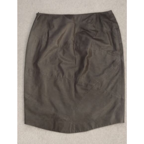 Escada Sport Lined Leather Knee Length Skirt, Dark Brown, Sz 6